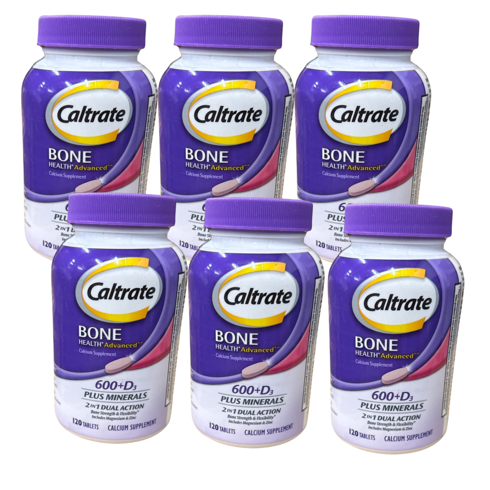 6 Pack Caltrate 600+D3 Plus Minerals – 120 Tablets Each Bone Health Supplement