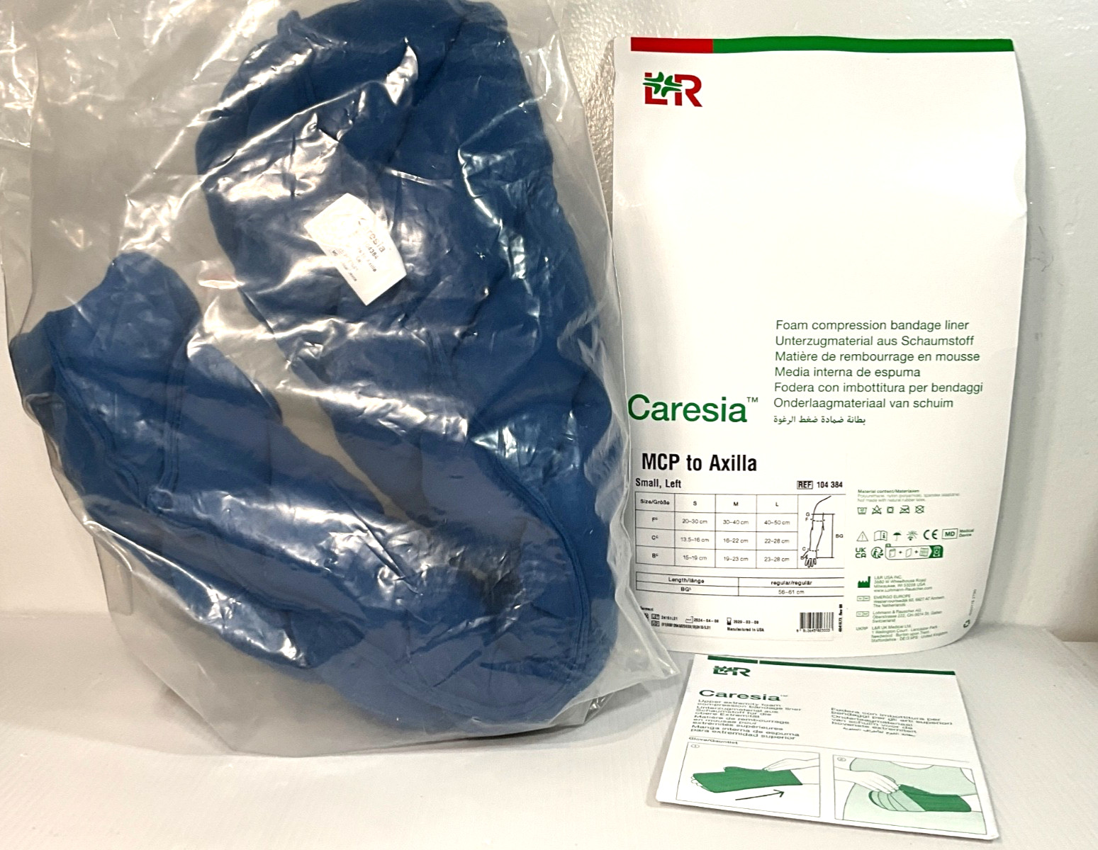 New L&R Caresia Foam Compression Bandage Liner, MCP to Axilla SMALL LEFT