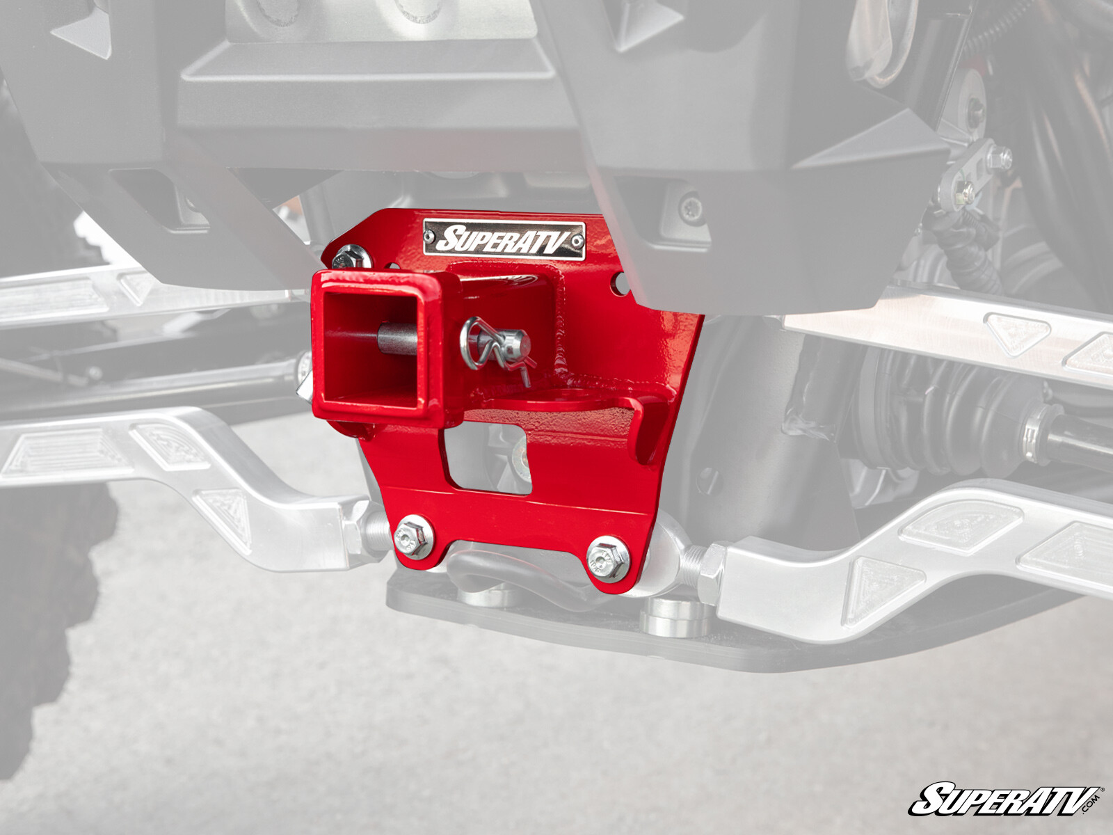 SuperATV 2" Rear Receiver Hitch for Polaris RZR XP Turbo S (2018-2021) - Red