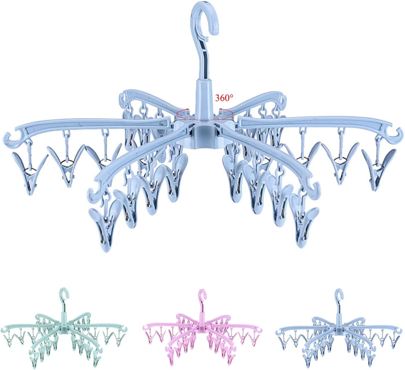 Foldable Drying Rack with 24 Clips for Drying Socks Lingerie Baby Clothes Drying