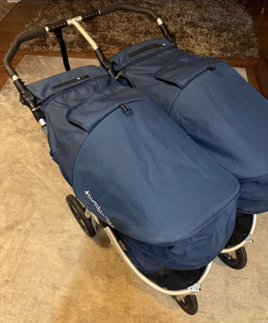Bumbleride Inde Twin Side By Side Double Stroller Navy Blue