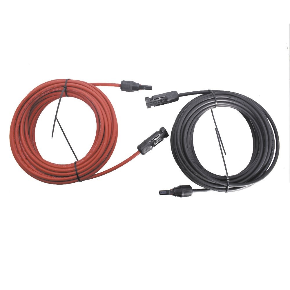 Black + Red 30 Feet Wire Connector Solar Panel Extension Cable 1 Pair 10AWG