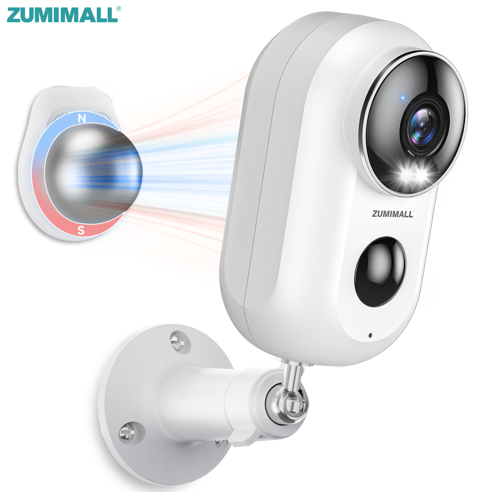 ZUMIMALL 2K  Wireless In/Outdoor Security Camera with Magnetic Mount,2.4GHz WiFi