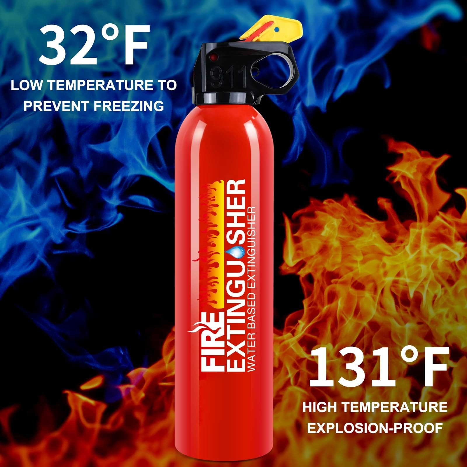 2 Pack Water-Based Fire Extinguishers Class A B C K With Wall Mount | Compact...
