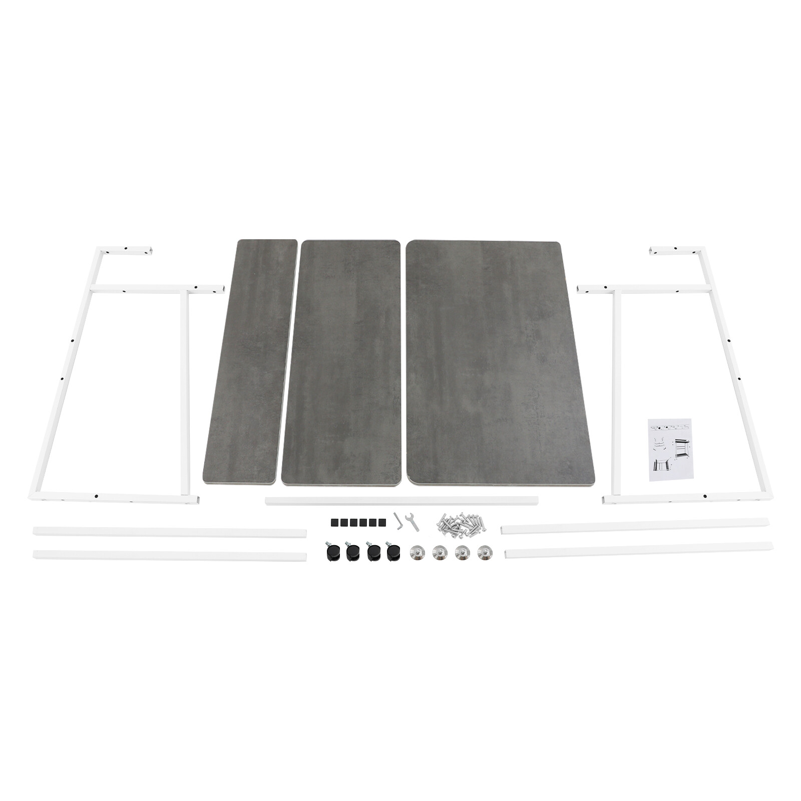 3-tier Computer Desk, Home Office Desk, Rolling Computer Desk, White, Grey