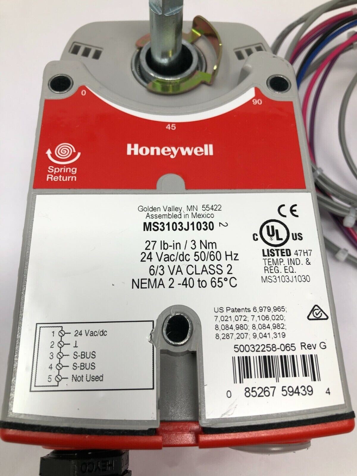 Honeywell Actuator,  27 lb-in/3 NM, 24 VAC, New No Box, Economizer Actuator