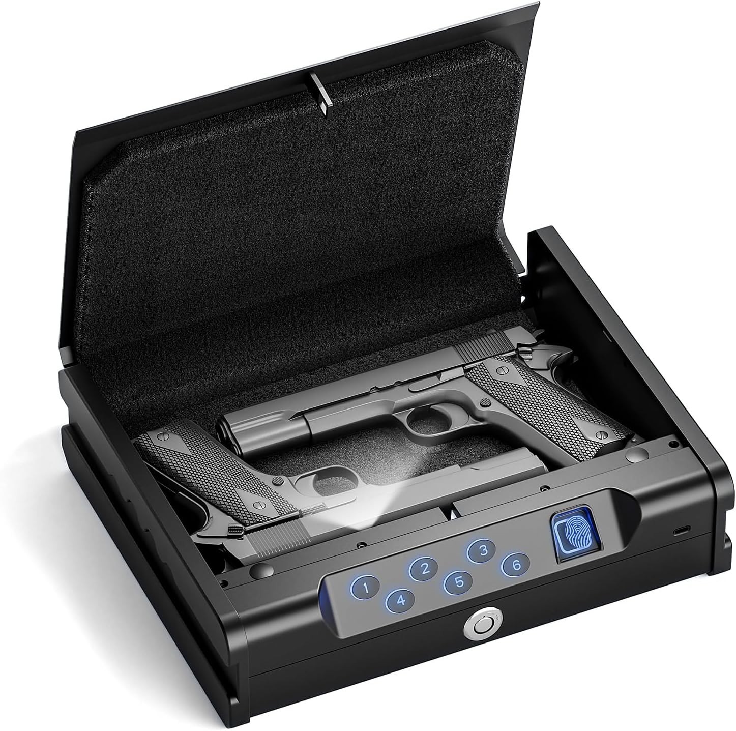 Home Car Biometric Gun Safe Smart Handgun Safe w/Fingerprint/Digital Keypad/Key