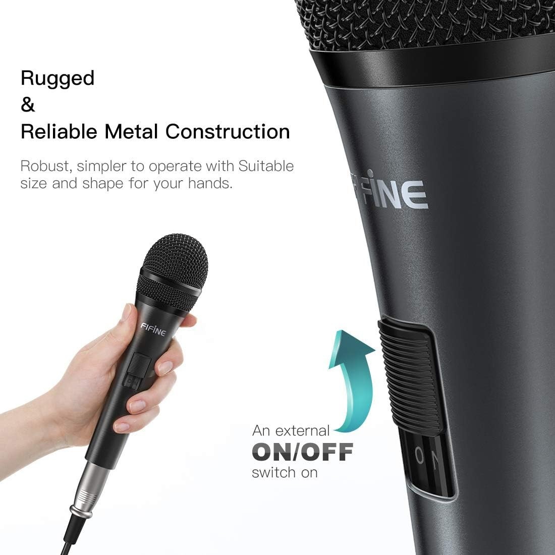 Versatile Dynamic Handheld Mic with Long 14.8ft Cable for Events & Performances