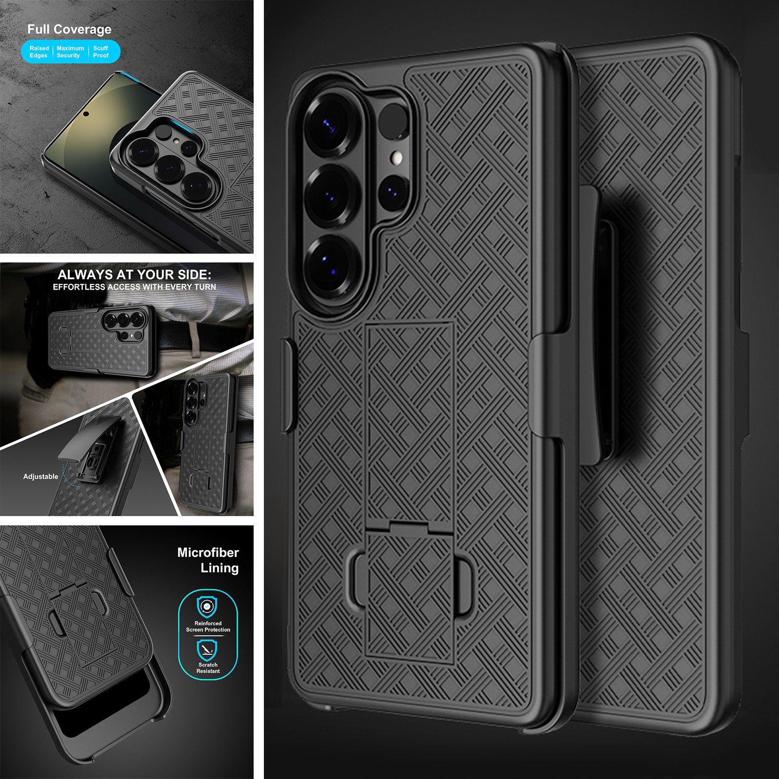 Fr Samsung Galaxy S26/S25/S24/S23/S22/S21/S20 Belt Clip Holster Combo Stand Case
