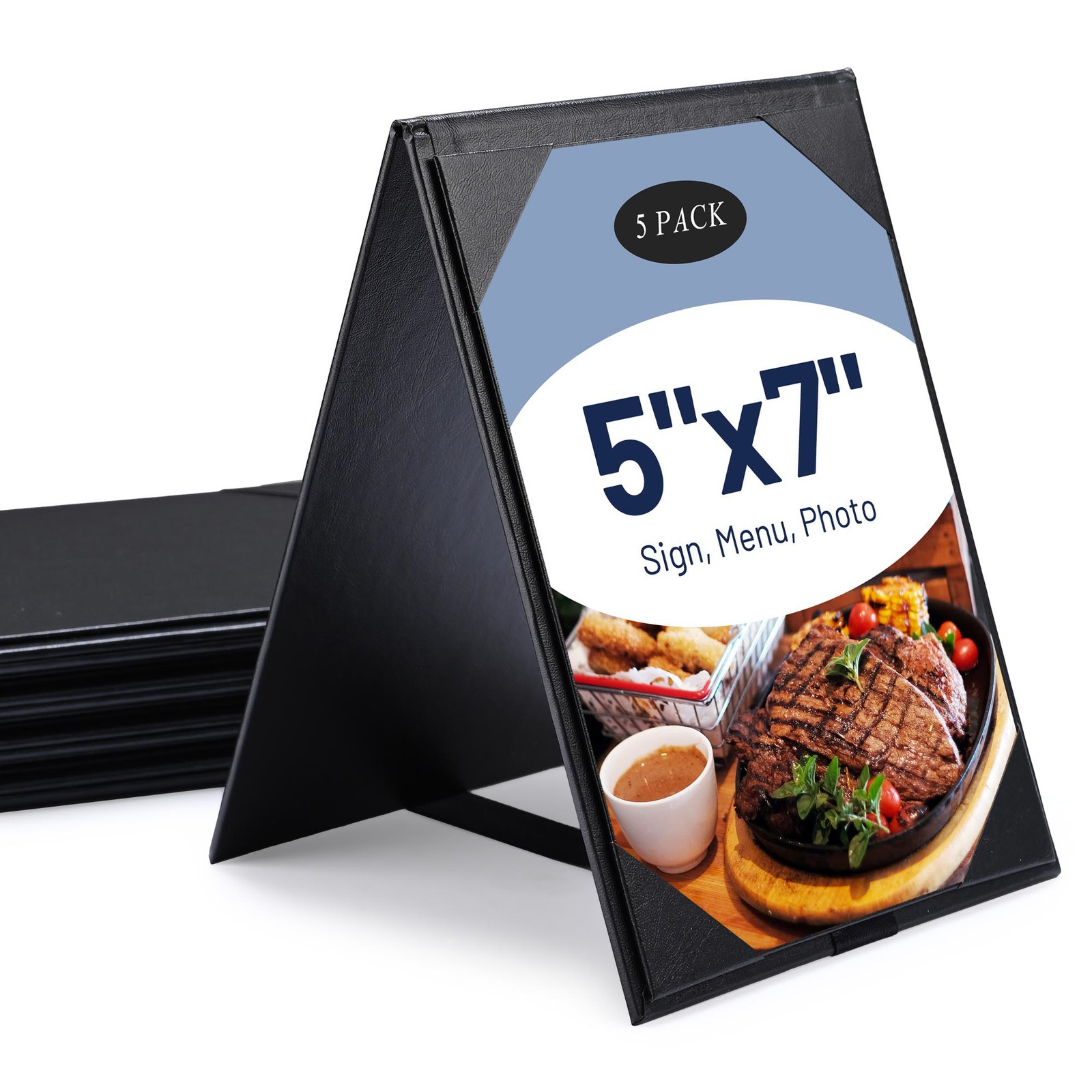 WeChef 5 Pack Table Tent Menu Holders 5"x7" A Frame Double Sided Restaurant Cafe