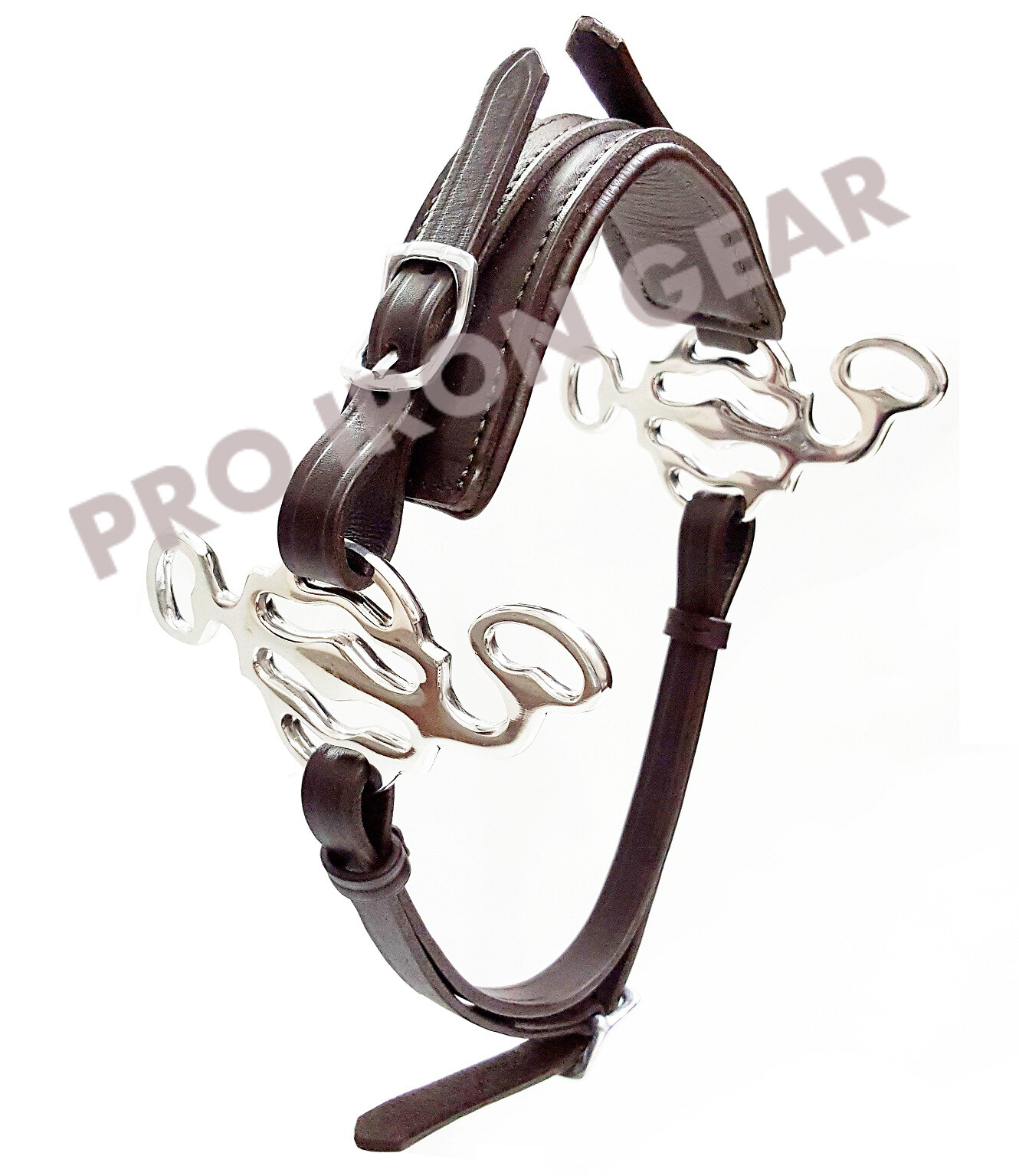 Hackamore Bitless Horse Bit English Western Adjustable Leather (BROWN)