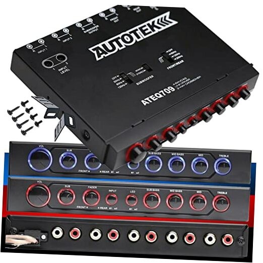 ATEQ709 4-Band Audio Equalizer with Built-in 2-Way Crossover, 9 Volts, 1/2