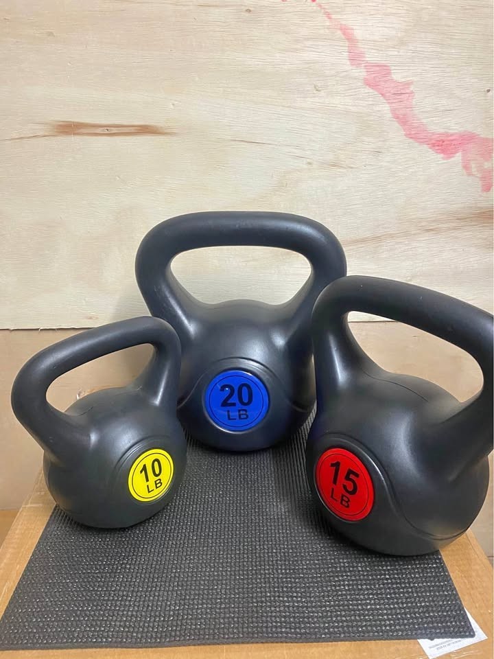 45LB Kettlebell Set 10 15 20 LB Vinyl Coated Kettlebells Strength Training
