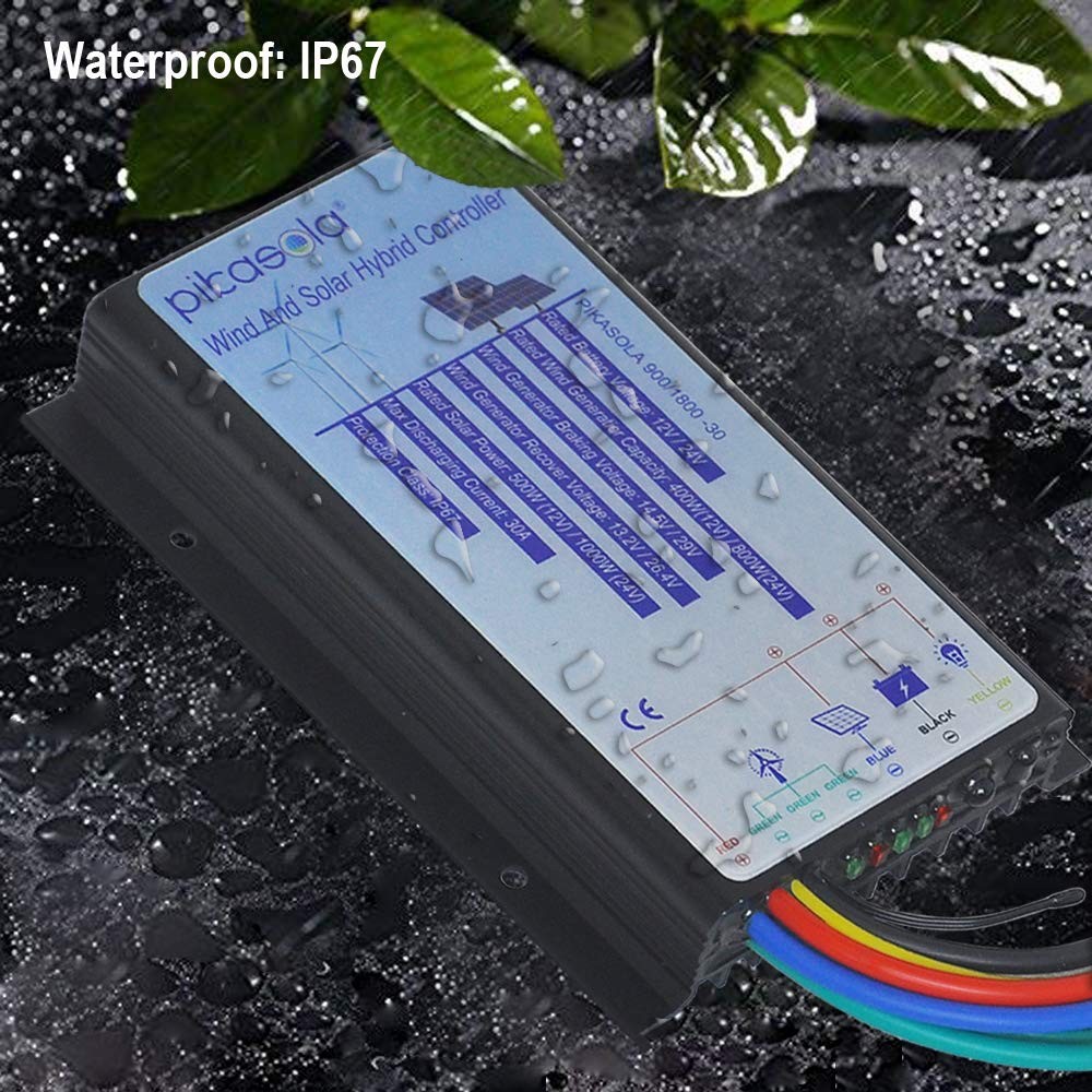 Hybrid Wind & Solar Controller for 12V/24V Battery Auto, 30A Charge Controlle...