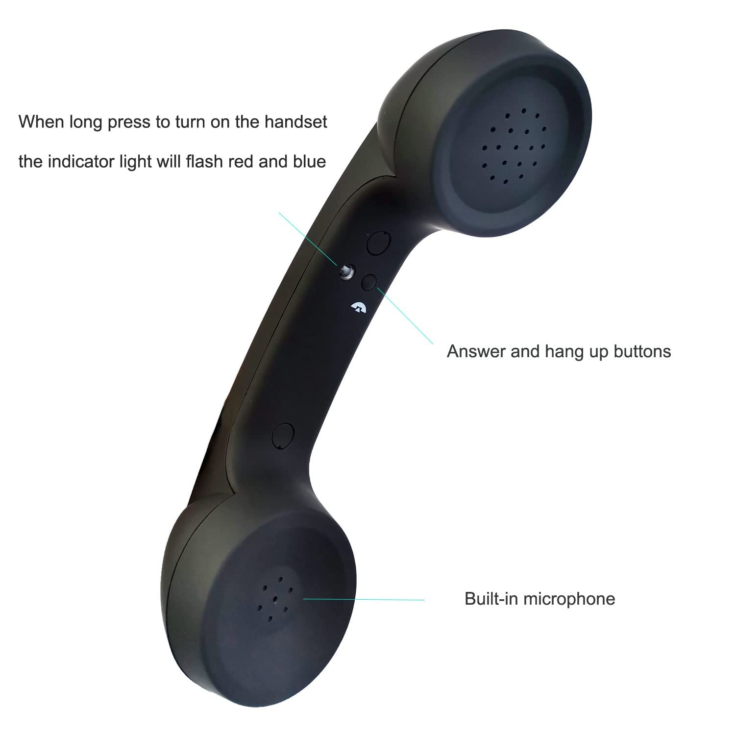 Wireless Retro Telephone Handset RadiationProof Headset for Mobile Call Black