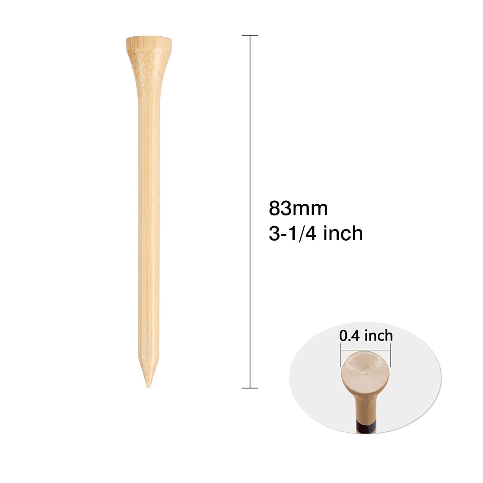 GFGL Golf Tees Durable Bamboo 100Pcs 3-1/4" Friendly Primary