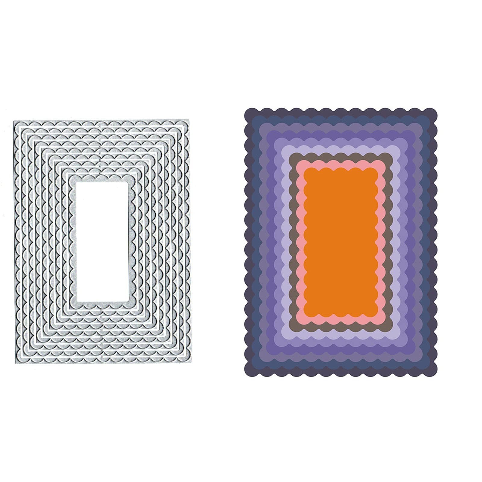 Nesting Scalloped Rectangles Metal Die Cuts,Spring Square Frame Cutting Dies ...