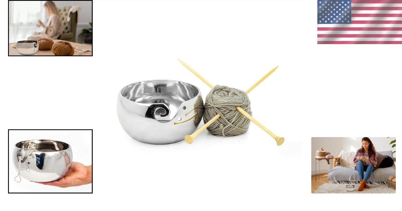 Quality Aluminum Yarn Bowl Large 7 Inch Silver Designed for Smooth Yarn Rolling