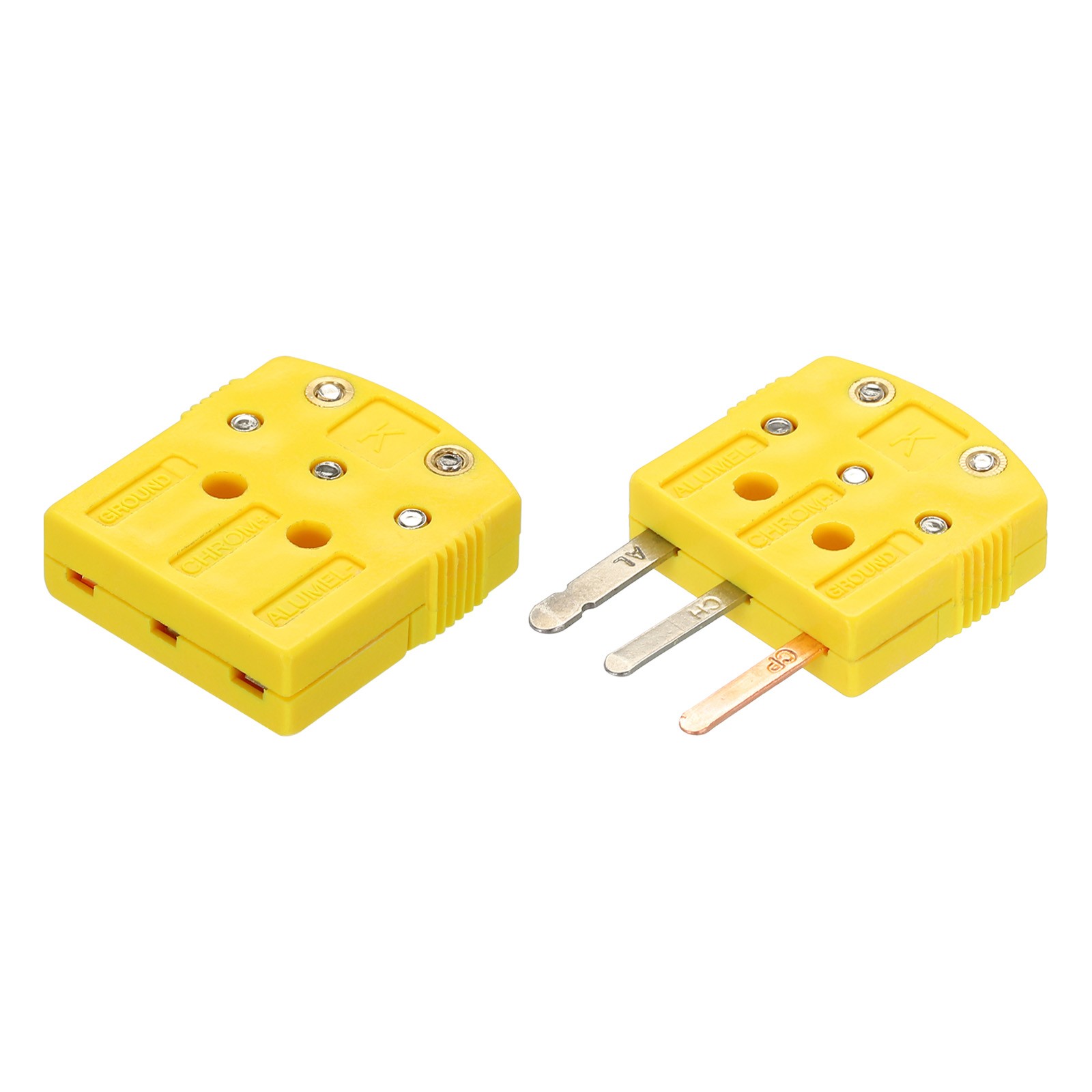 K Type Thermocouple Wire Connectors Female Male Plug with 3 Prong Flat Pin 1 Set