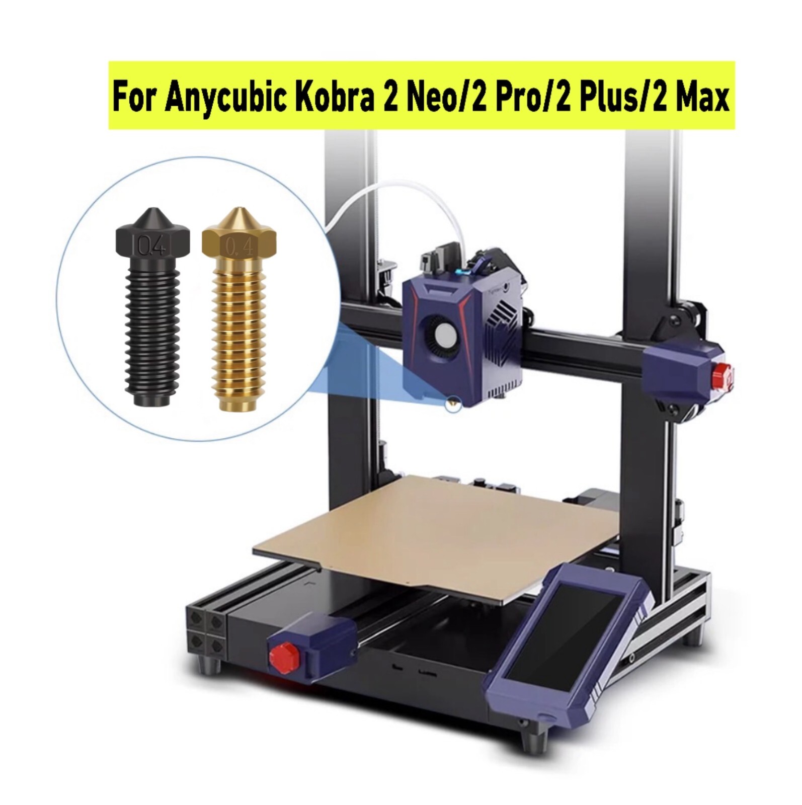 0.2/0.4/0.6/0.8 High Flow Nozzle Kit For Anycubic Kobra 2 Neo/2 Pro/2 Plus/2 Max