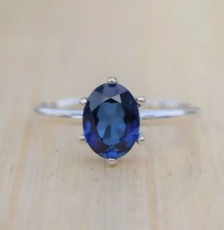 Blue Topaz Gemstone 925 Sterling Silver Ring Handmade Jewelry Ring For Gift
