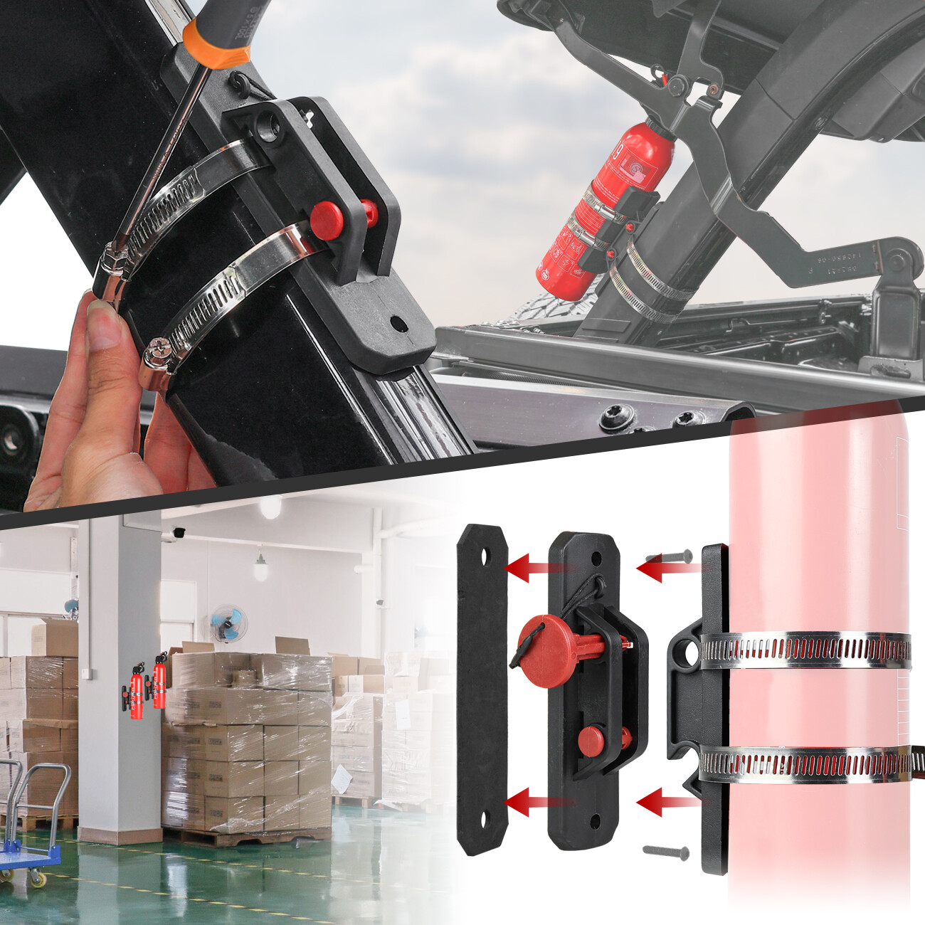 UTV Car Fire Extinguisher Holder Mount Bracket Adjustable Compatible with RZR