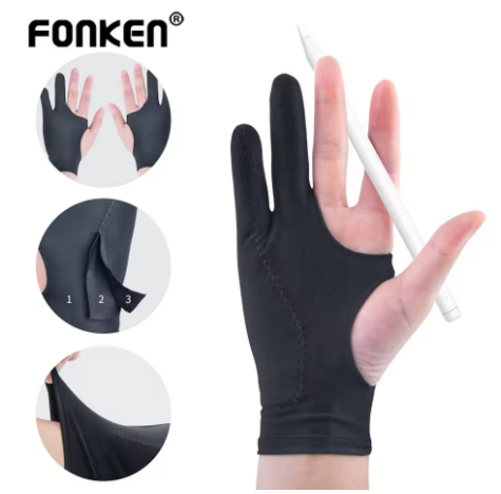 Two Finger Anti-fouling Glove For Artist Drawing & Pen Graphic Tablet Pad