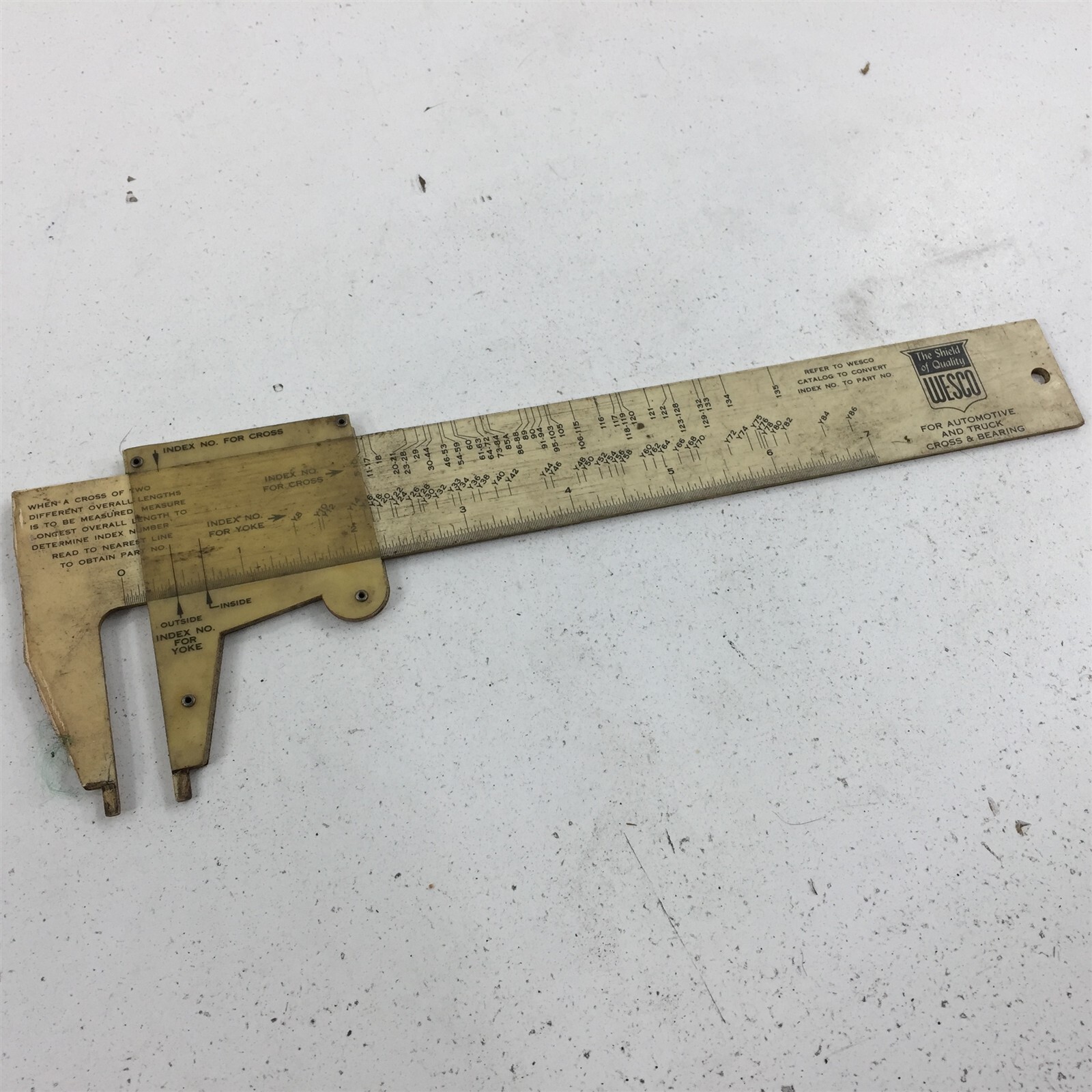 Vintage 1972 WESCO Slide Rule For Cross Bearing Yoke PTO Automotive 200030