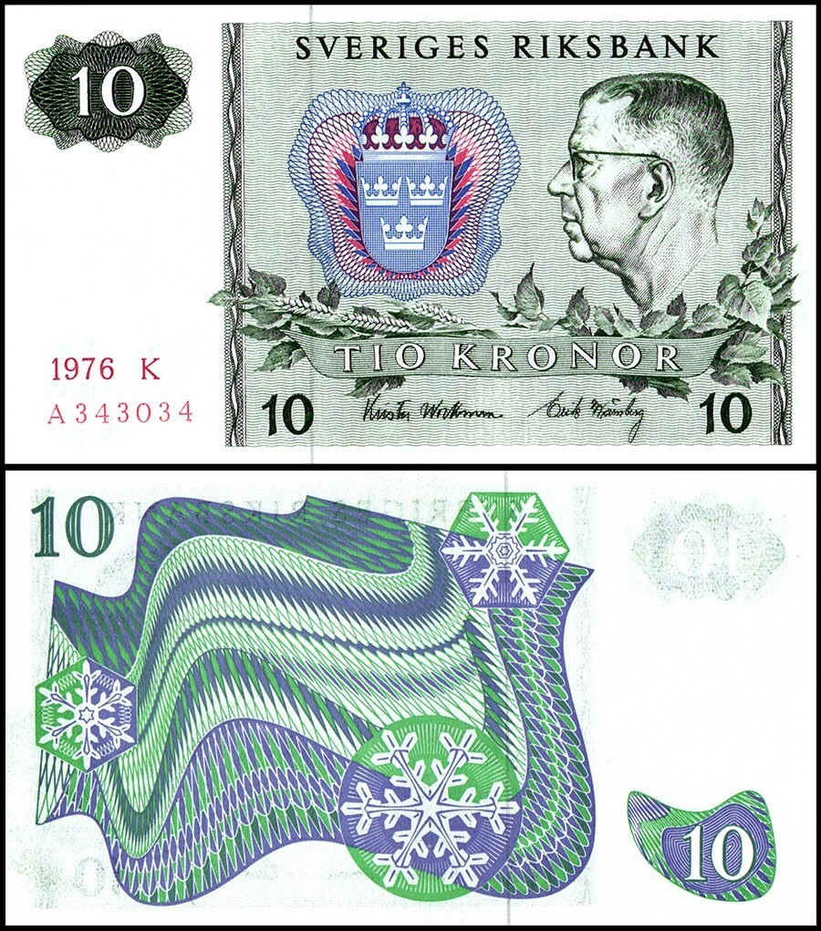 Sweden 10 Kronor, 1976, P-52d.1, UNC