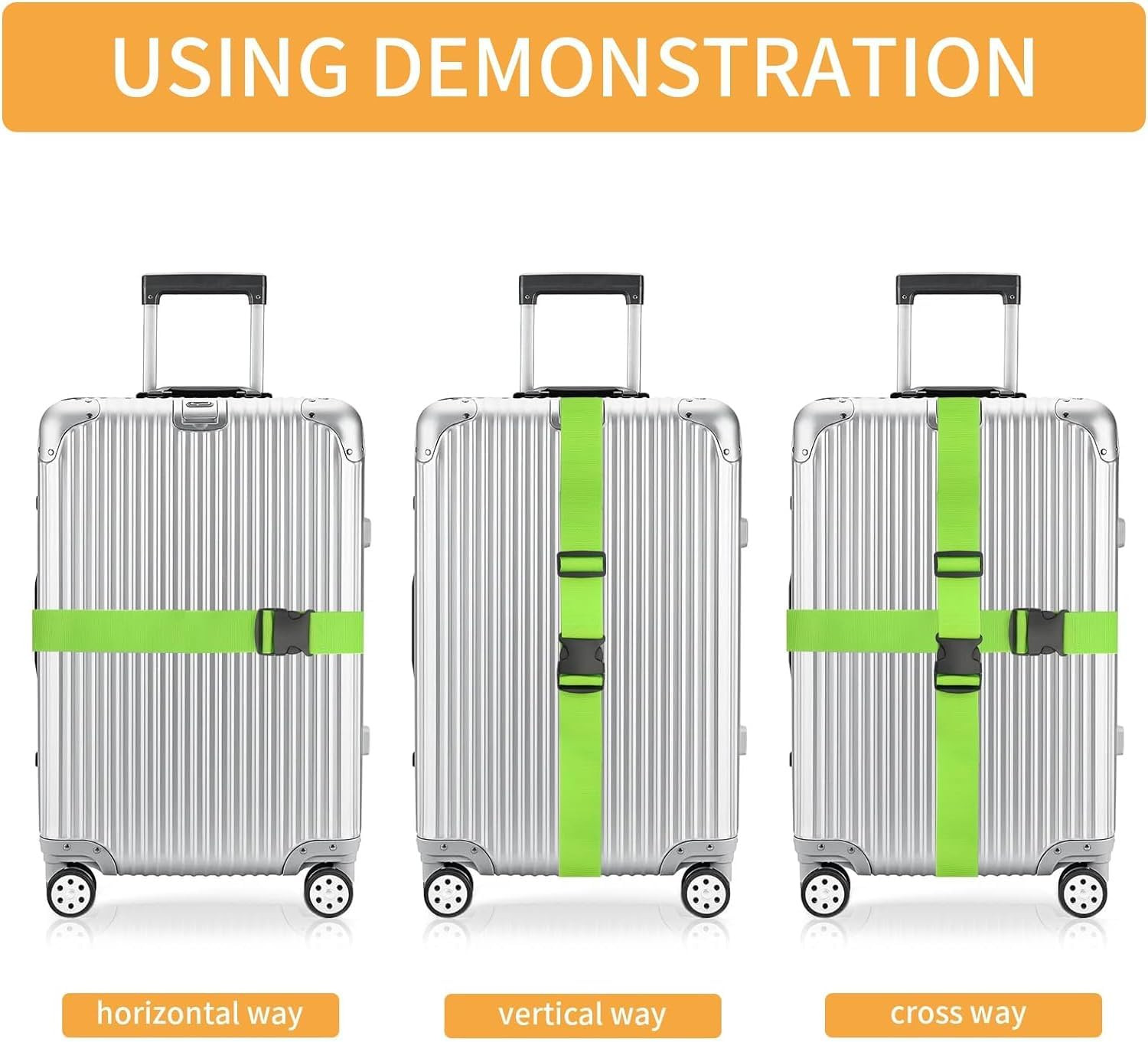 BILIONE 4 Pack Luggage Straps 79" Long Belts Keep Suitcase Secure While