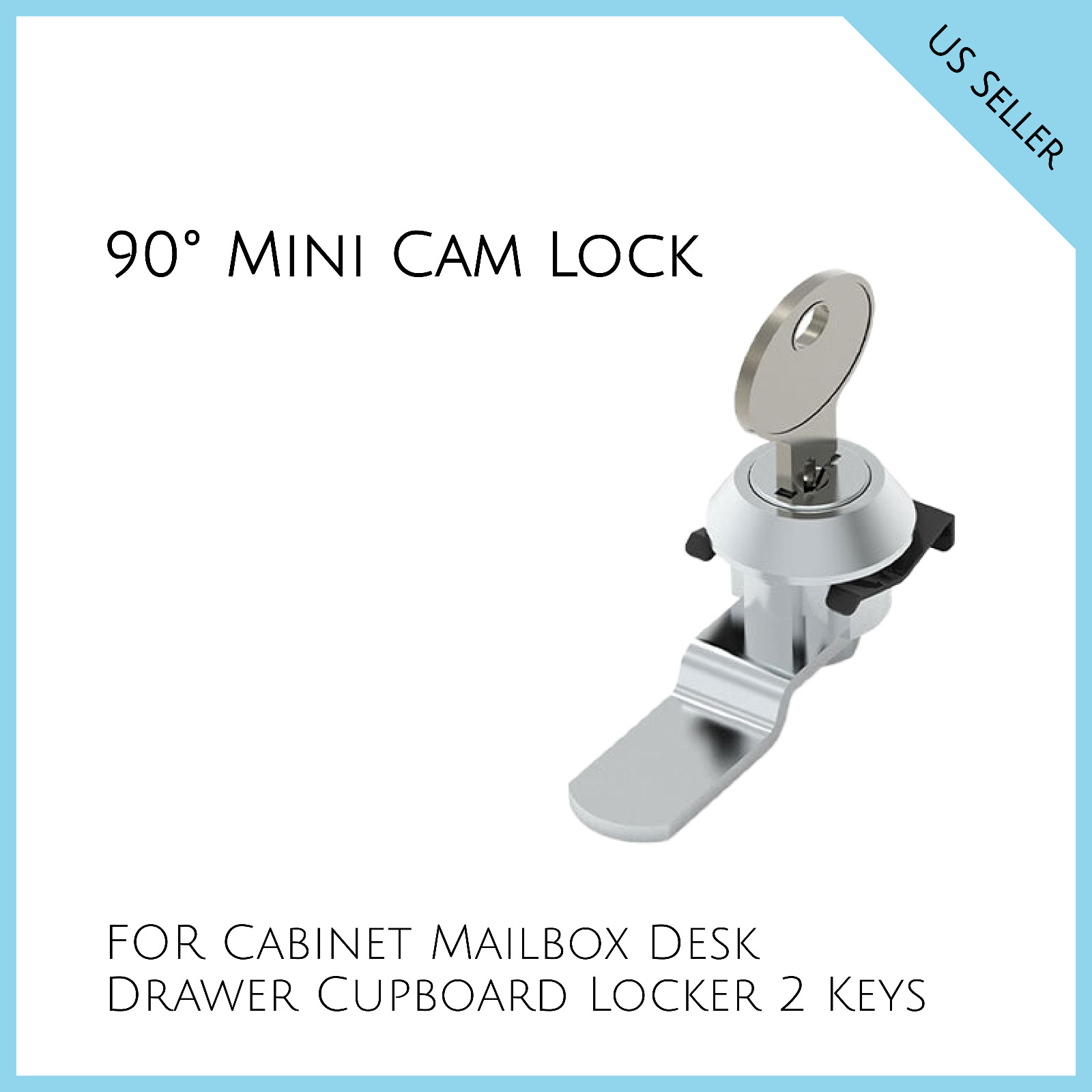 90° Mini Cam Lock File Cabinet Mailbox Desk + 2 Keys # 157.2.03.28