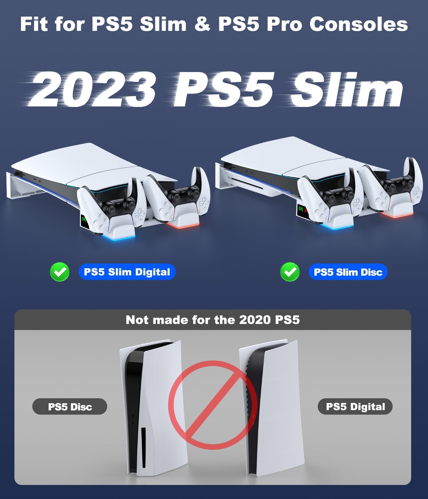 PS5 Horizontal Stand Charging Stand for PS5 Pro/PS5 Slim Console,PS5 Controller