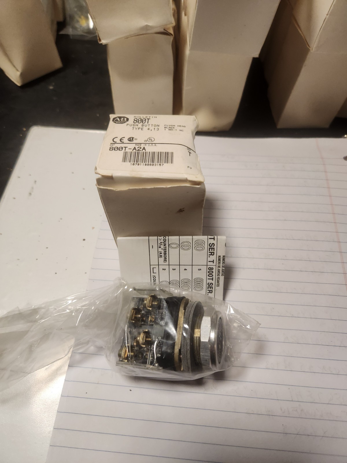Allen Bradkey 800T-A2A Black Push Button Switch Type  4, 13  1NO-1NC