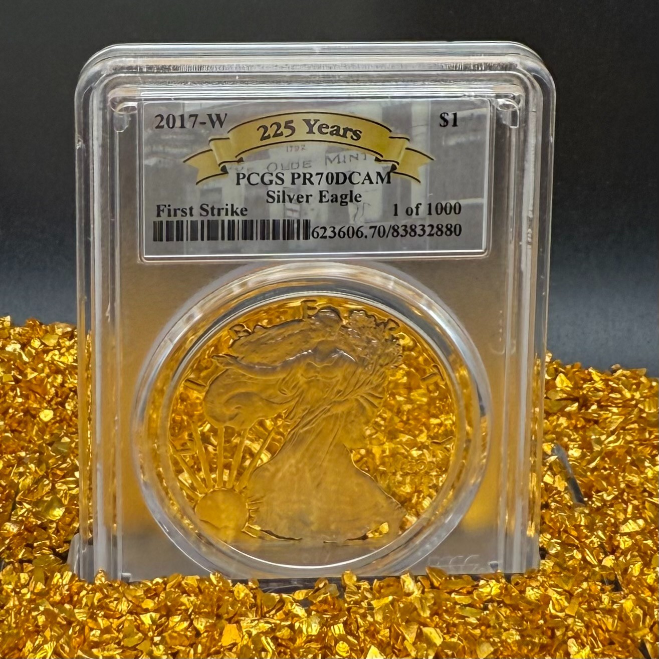 Proof 2017 $1 Silver Eagle PCGS PR70DCAM 225th Anniversary 1 of 1000 Spotless!