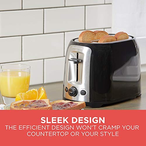 BLACK+DECKER 2-Slice Toaster Extra-Wide Slots Bagel Mode 7 Shade Settings Silver