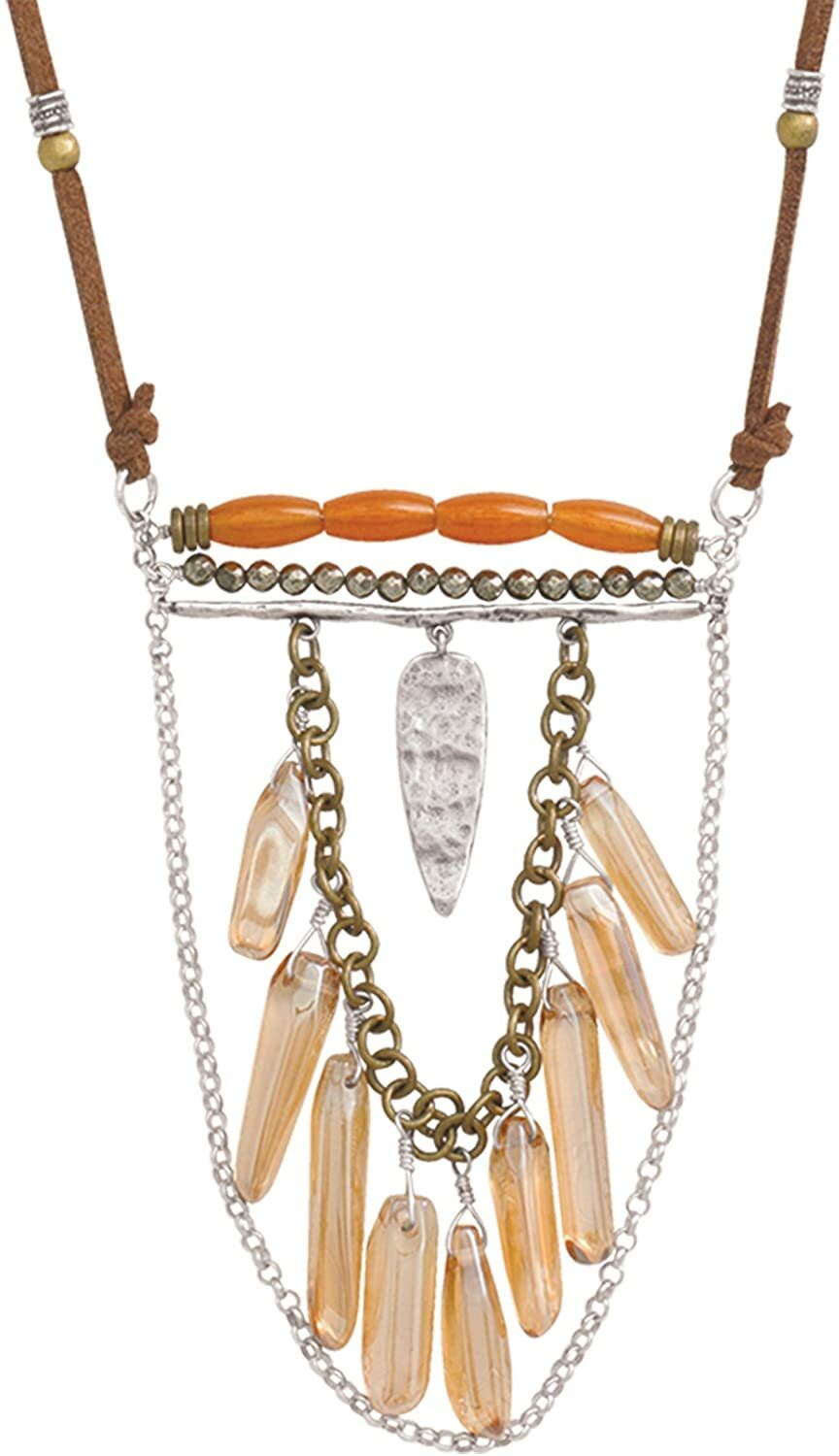 SILPADA-Sterling & Brass Pyrite 'Sedona' Adjustable Leather Necklace N3398-NWT