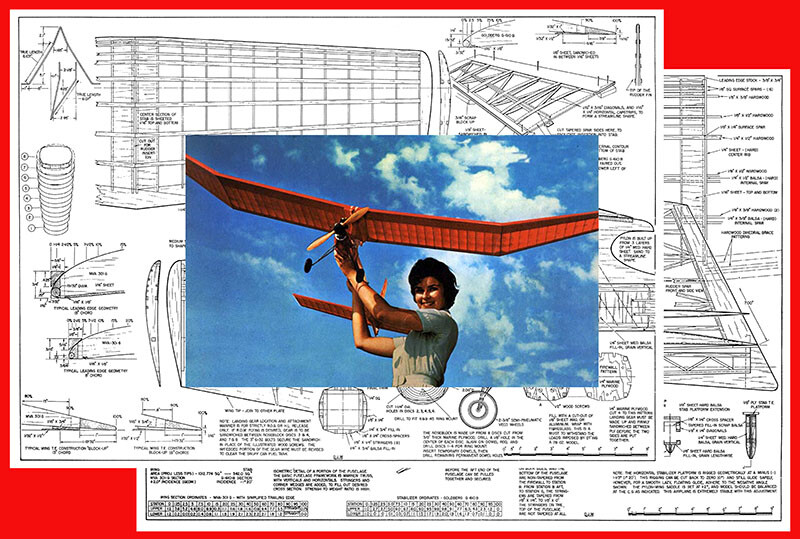 Model Airplane Plans (FF): LI'L RICHARD 88" Wingspan Contest Model for .45 Eng.