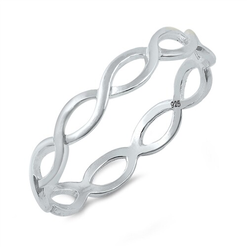 Infinity Weave Solid Sterling Silver Band Ring Sizes 1 to 13 NEW