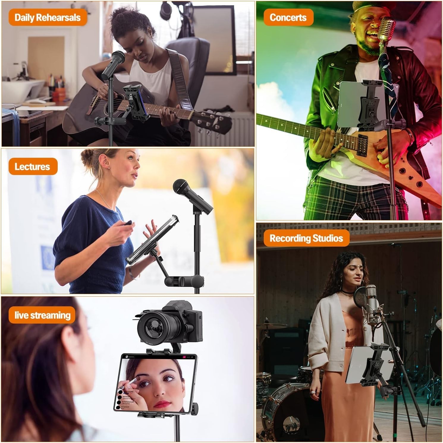 360-Degree Rotating Tablet Mount for Mic Stand – Perfect for Live Performances