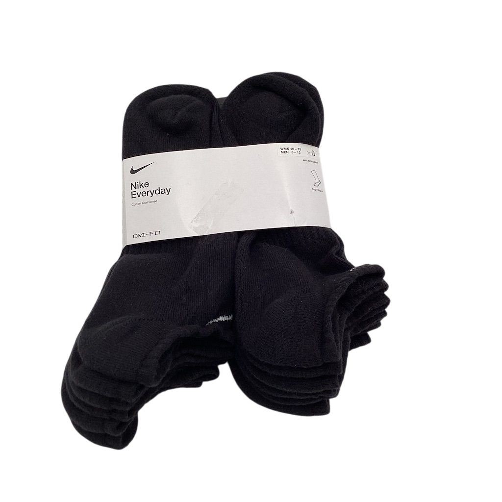 Nike Unisex's Black No Show Socks 6 Pack Size 8-12