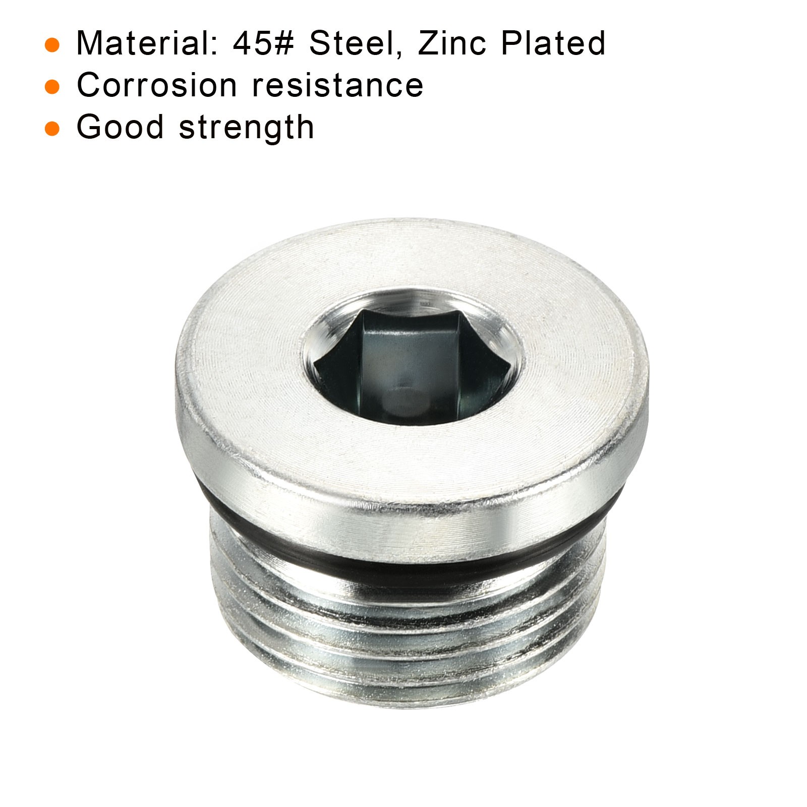 3/4-16UNF Hex Head Pipe Fitting Plug, 2 Pack Male Thread 45# Steel Plug