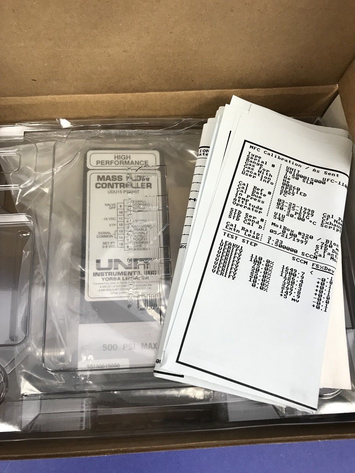 Unit UFC-1100A Mass Flow Controller, He, 1.5 SLM, 15 Pin D-Connector Refurbished