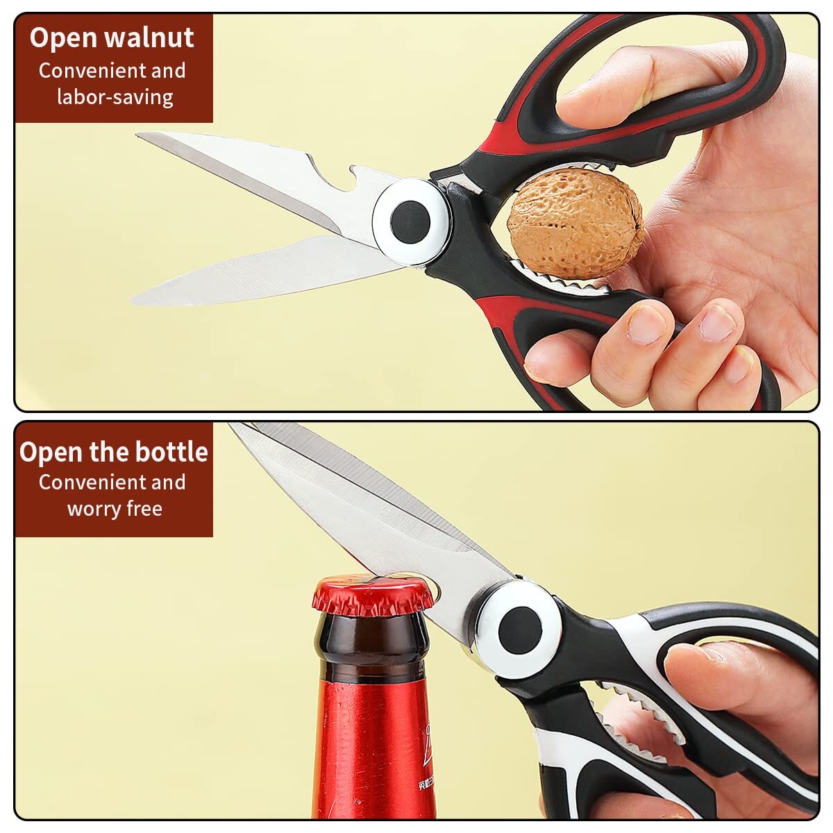 2 Pack Multifunctional Kitchen Shears Stainless Steel Cooking Poultry Scissors