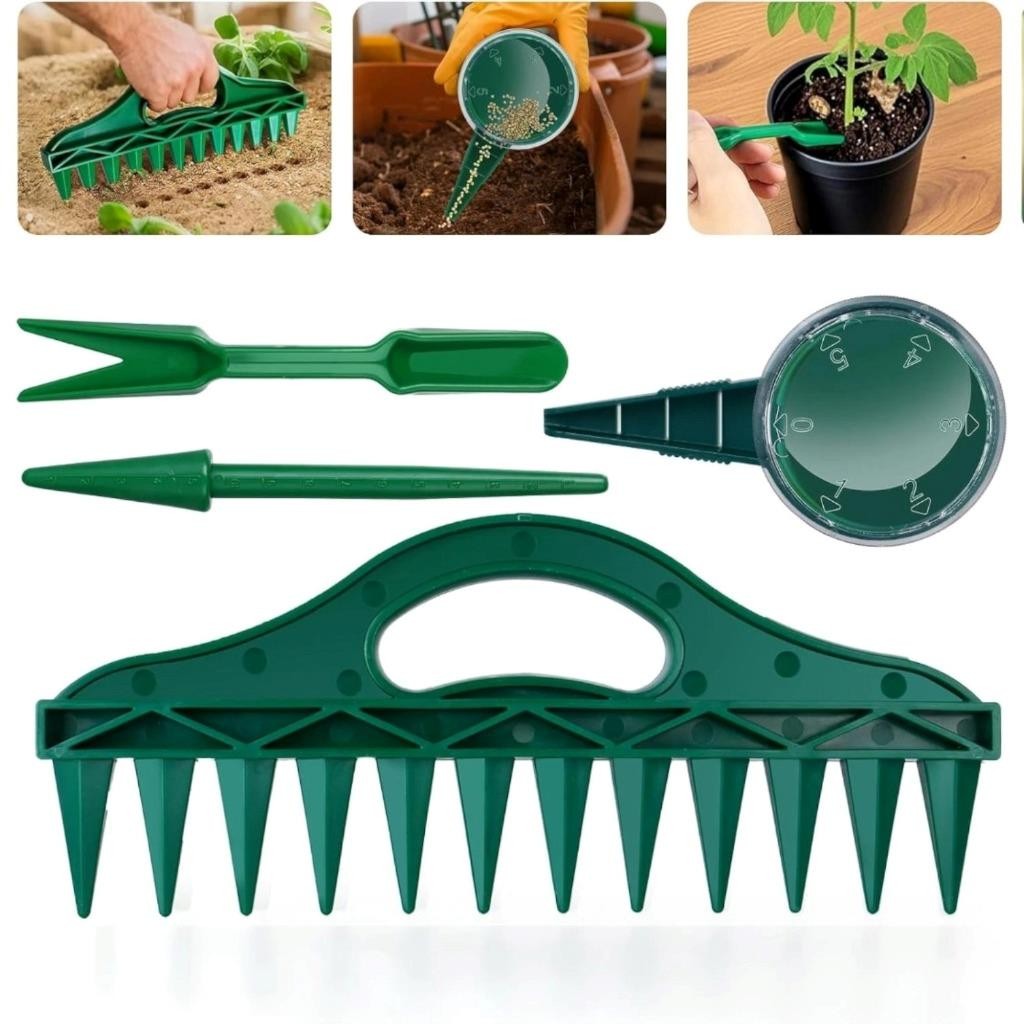 4-Pc Seed Spreader Set For Sowing Seeds Dispenser Hole Puncher Planting Tool USA