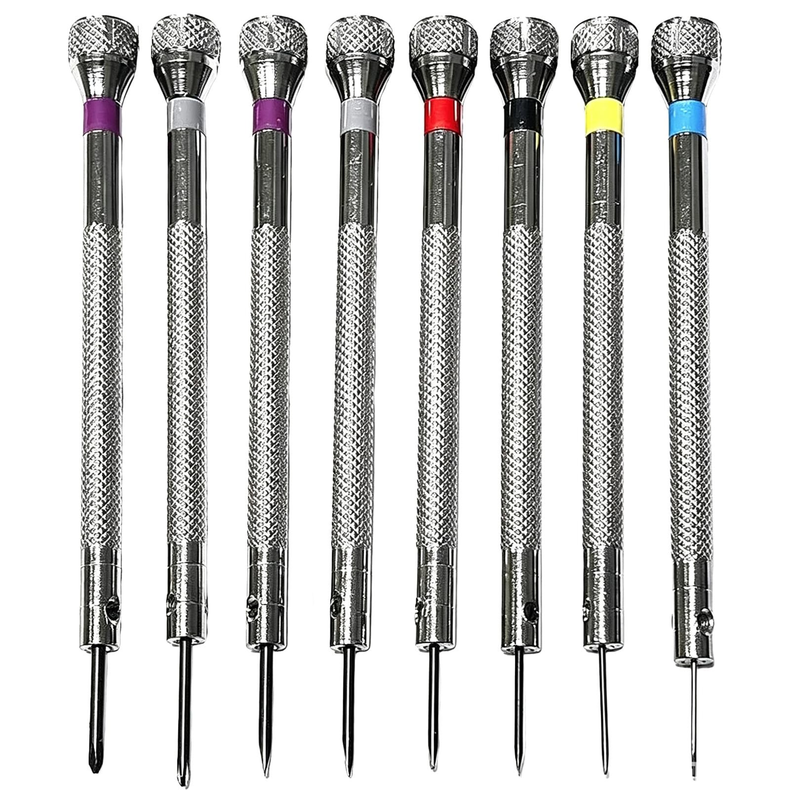8Pcs Precision Jewelers Screwdriver Set, 0.6-1.6mm Flathead Micro Silver