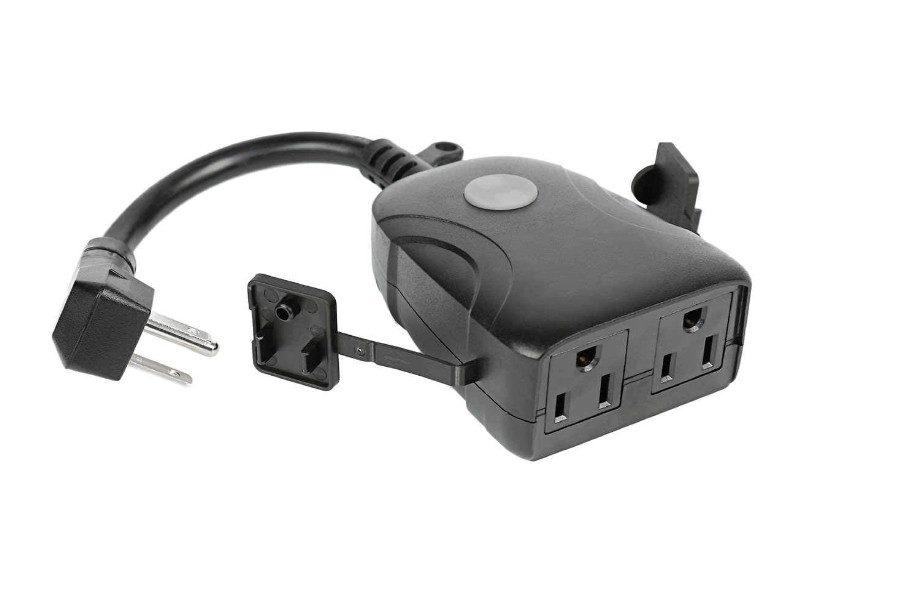 Feit Electric Outdoor Smart Wi-Fi Dual Outlet Wall Plug - Black, 2-Pack