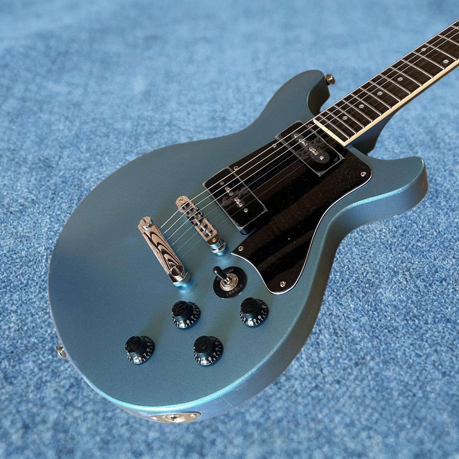 Electric Guitar Metallic Blue Color ABR-1 Bridge Mahogany Body Studio Guitar