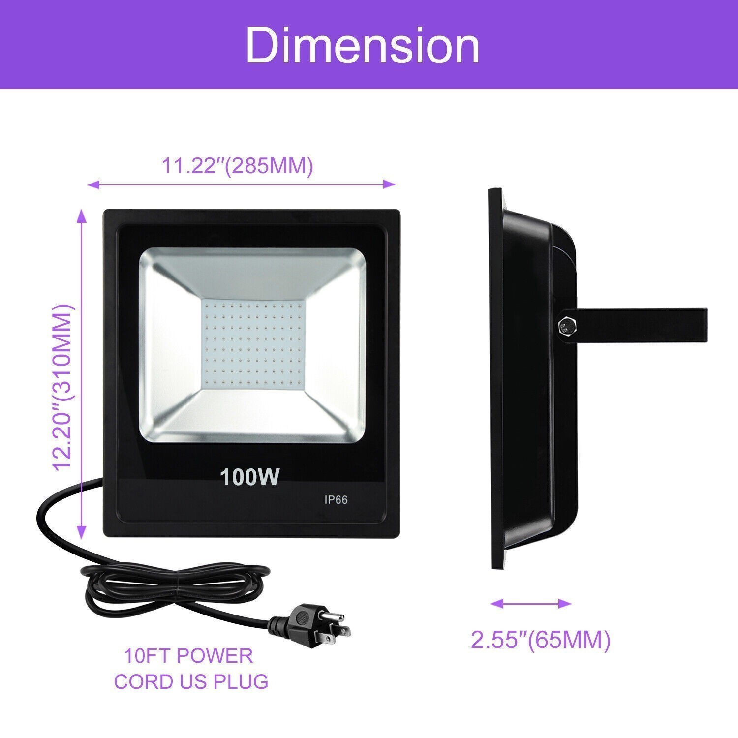 100W LEDUV Black Flood Lights Outdoor Garden with Plug for Glow Party Halloween