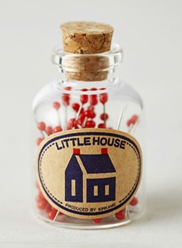 Japanese Notions - Little House Japanese Glass Head Pins in Glass Jar (100 pins)