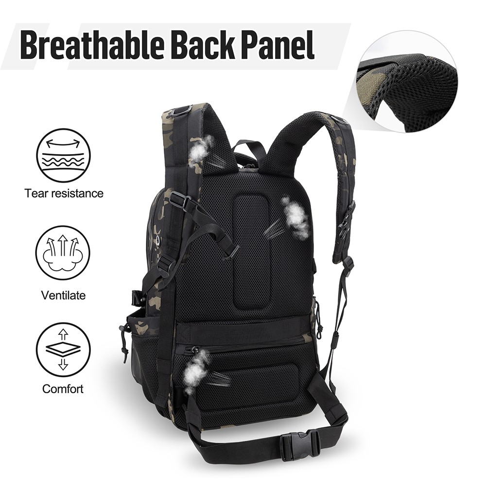 Multi-Purpose Tactical Backpack, 40L Large Main Bag + 6L Insulated Pocket